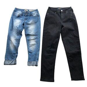 Indigo Rein Women's Jeans Size1 Lot Of Two Cropped Denim Cuffed Casual Classic